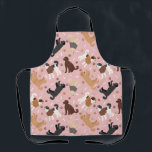Delantal Labradoodle / Goldendoodle Bones y Paws Apron<br><div class="desc">Labradoodle lindo / Los perros goldendoodle se sientan y se ponen de pie y vuelan con crema,  albaricoque,  chocolate,  negro y partícipes con huesos de perro dispersos y motivos de trineo.</div>