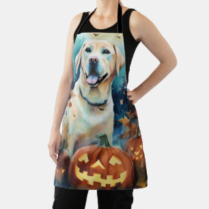 Delantal Labrador de Halloween con Calabazas Espeluznante