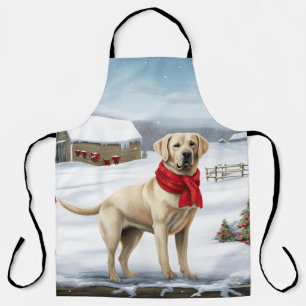 Delantal Labrador: Perro recuperado en Navidades de nieve