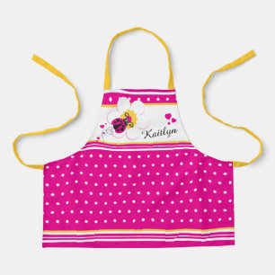 Delantal Ladybug cardíaco punto flor rosa personalizado ama