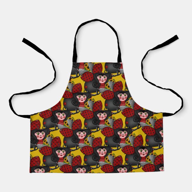 Delantal Ladybug y Sunflowers-Diagonal-Amarillo-1- (Anverso)