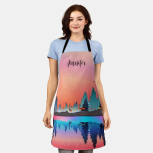 Delantal Lago invernal con ciervo