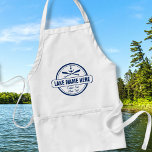 Delantal Lago personalizado, Casa de Playa y Anclaje Náutic<br><div class="desc">Cocine o bbq con estilo usando este delantal personalizado de la casa del lago/casa de la playa. El diseño de un logotipo vintage incluye un ancla náutica y 2 rejas cruzadas. Personaliza con 3 líneas de texto personalizado - agrega tu nombre de lago/playa, nombre de familia, nombre de cabaña/casa de...</div>
