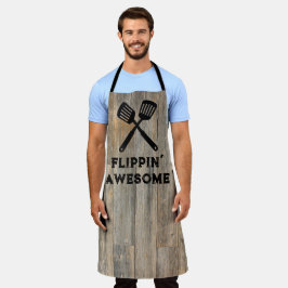 Delantal Lámpara angustiada Grano Rustic Wood, volteando al