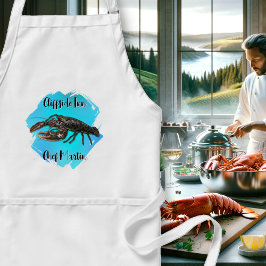 Delantal Langosta en Aqua Personalizado Pocket Bib Apron