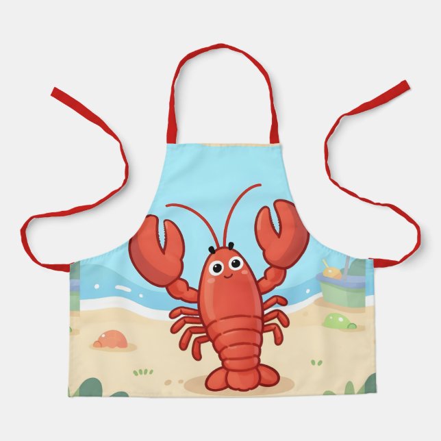Delantal Langosta linda en la playa (Anverso)