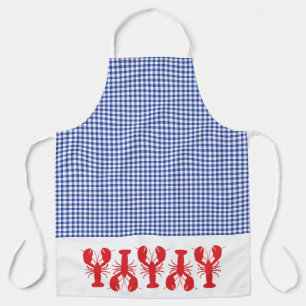 Delantal Langostas rojas Blue White Gingham Coastal Cook Gr