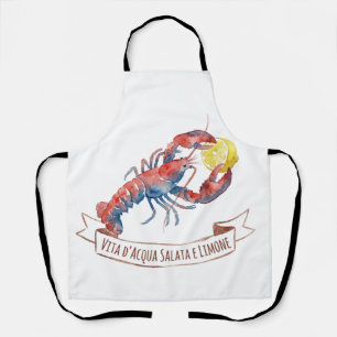Delantal Langostino y limón italiano acuarela