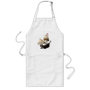 Delantal Largo 3D Cartoon Galleon with Pirate Flag