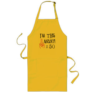 Delantal Largo 50.o saludo del dedo medio del cumpleaños