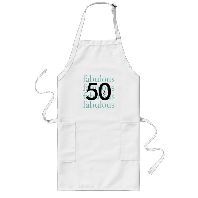 Delantal Largo 50 y Apron Verde azulado, blanco y negro fabuloso (Frente)