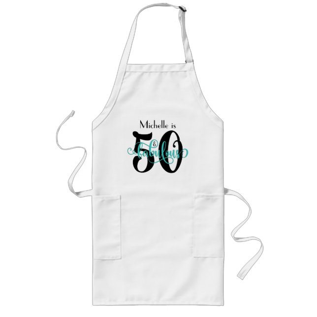 Delantal Largo 50 y cumpleaños fabuloso de la tipografía del (Frente)