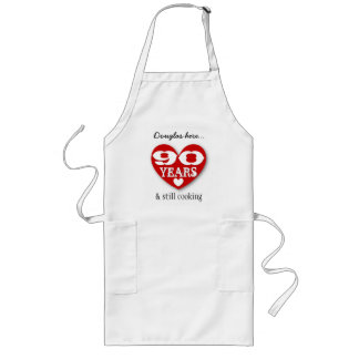 Delantal Largo 90.º cumpleaños aún cocinando corazones dobles 90Z