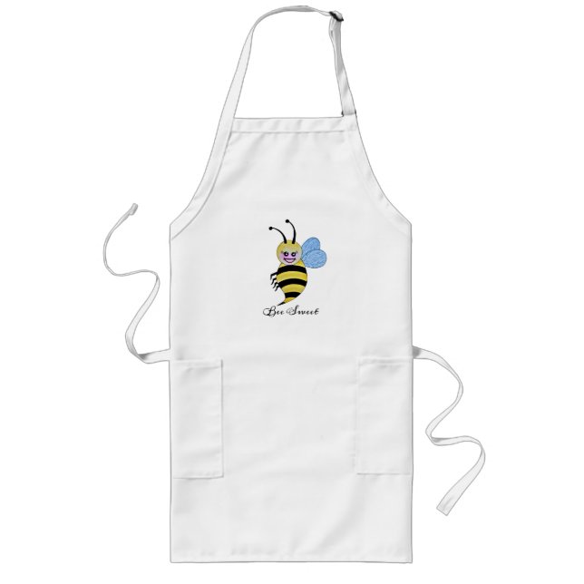 Delantal Largo Abeja Cuidada De Acuarela Con Sonrisa Feliz (Frente)