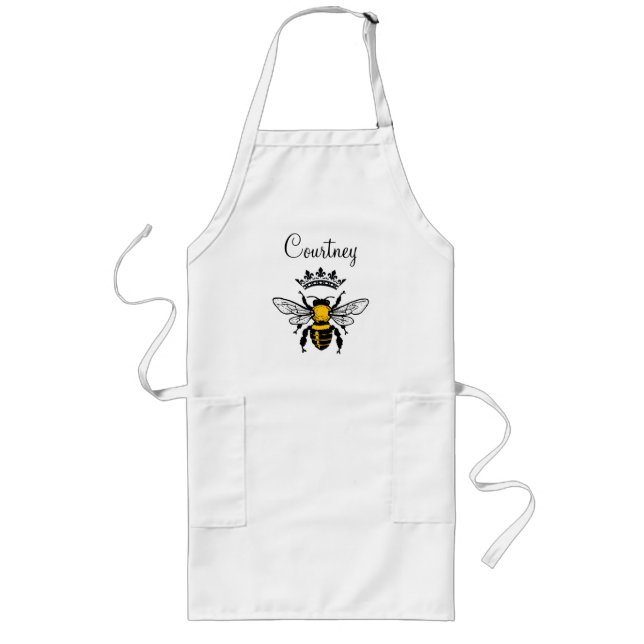 Delantal Largo Abeja Reina Monogramada (Frente)