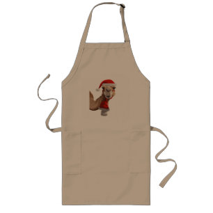 Delantal Largo Adorable Camello Lindo con Gorro de Santa Navidad 