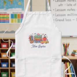 Delantal Largo Agradecimiento a la maestra de manzana linda perso