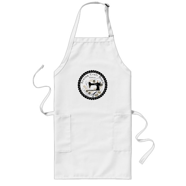 Delantal Largo Ama coser negro blanco (Frente)