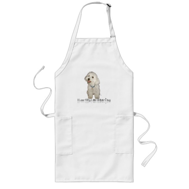 Delantal Largo Amo a mi pequeño perro blanco - Havanese (Frente)