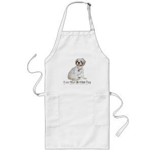 Delantal Largo Amo a mi pequeño perro blanco - Shih Tzu
