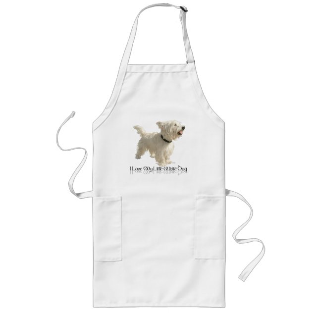 Delantal Largo Amo a mi pequeño perro blanco - Westie (Frente)