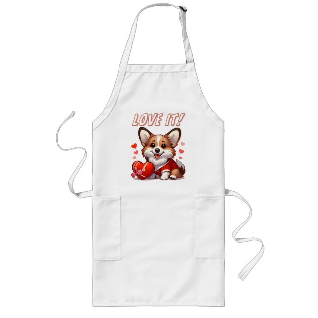 Delantal Largo Amor de Corgi Adorable (Frente)
