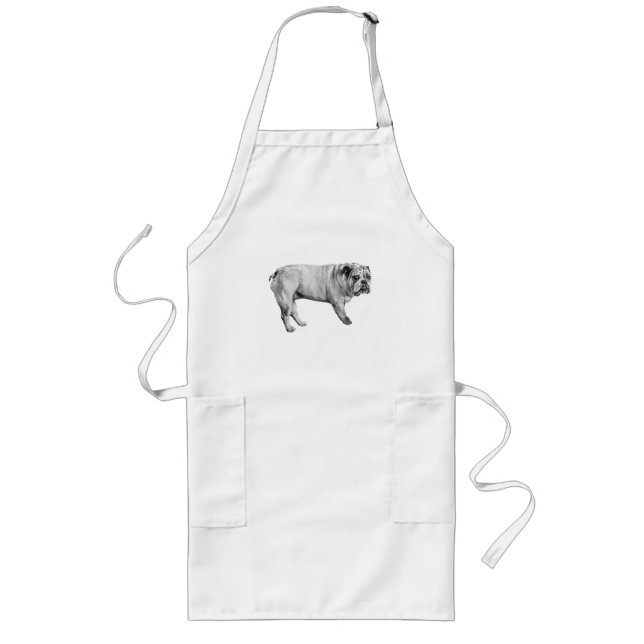 Delantal Largo Apron Bulldog de cocina tranquila (Frente)