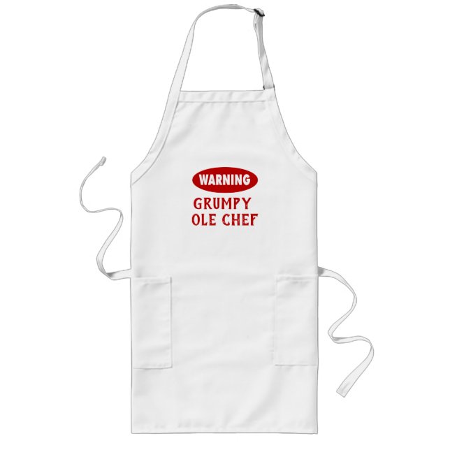 Delantal Largo Apron Chef gruñón de advertencia de personalizable (Frente)