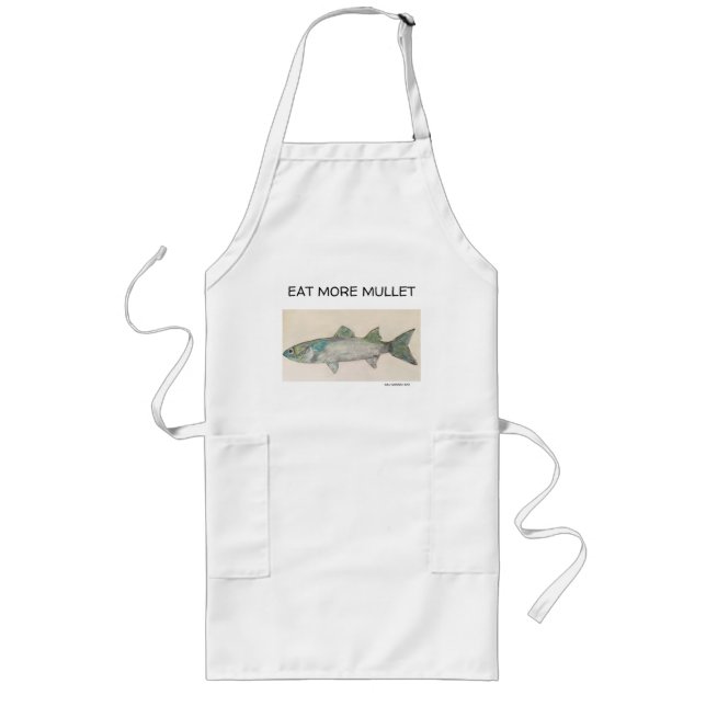Delantal Largo Apron Comer Más Mullet, Pescado Mínimo Limpio Apro (Frente)