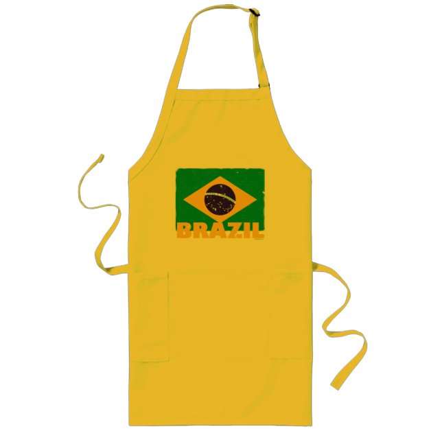Delantal Largo Apron con bandera de Brasil vintage (Frente)