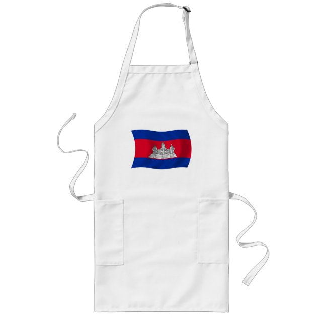 Delantal Largo Apron con bandera de Camboya (Frente)