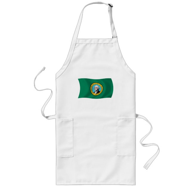 Delantal Largo Apron con bandera de Washington (Frente)