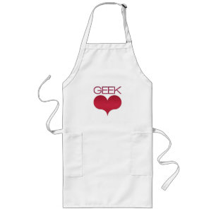 Delantal Largo Aprón de amor geek (corazón), rosa oscuro