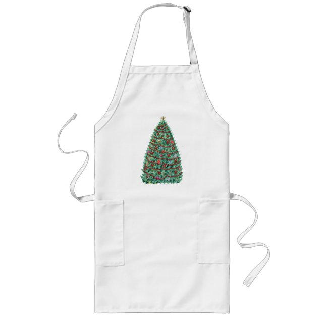 Delantal Largo Apron de árbol de Navidad (Frente)