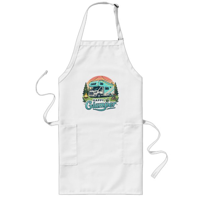 Delantal Largo Apron de cocina de glamur feliz (Frente)