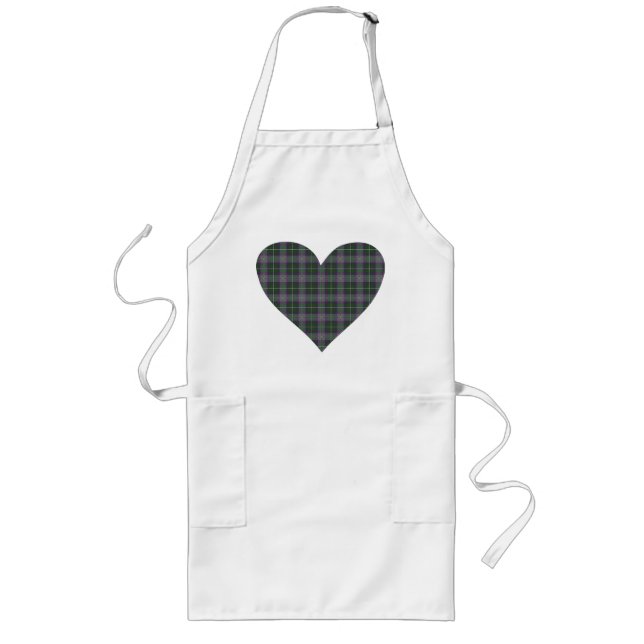 Delantal Largo Apron de diseño del corazón de Tartán (Frente)