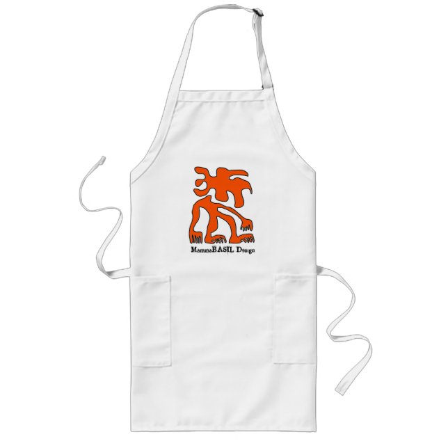Delantal Largo Aprón de diseño MammaBASIL. (Frente)