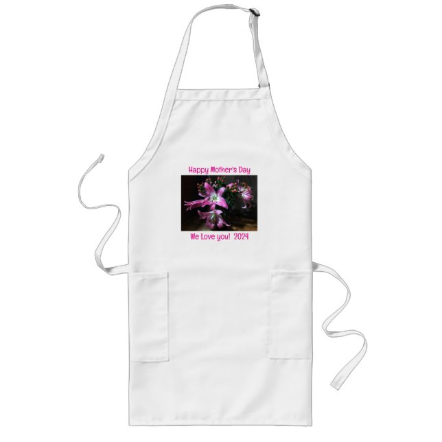 Delantal Largo Apron de flores del Día de la Madre (Frente)