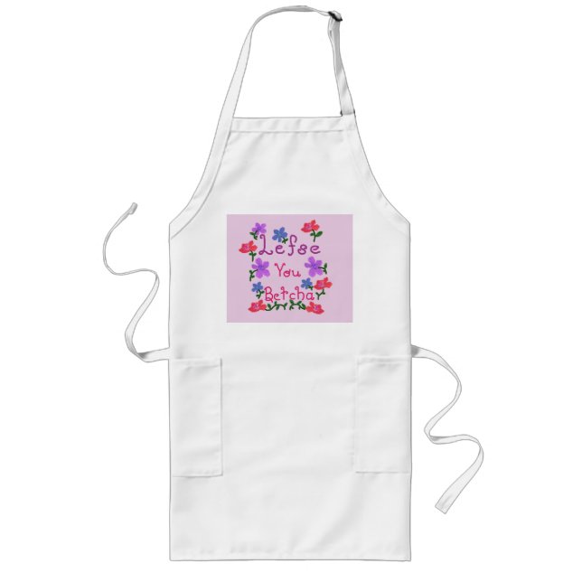 Delantal Largo Apron de Flores Rojas Rosa De Lefse You Betcha (Frente)