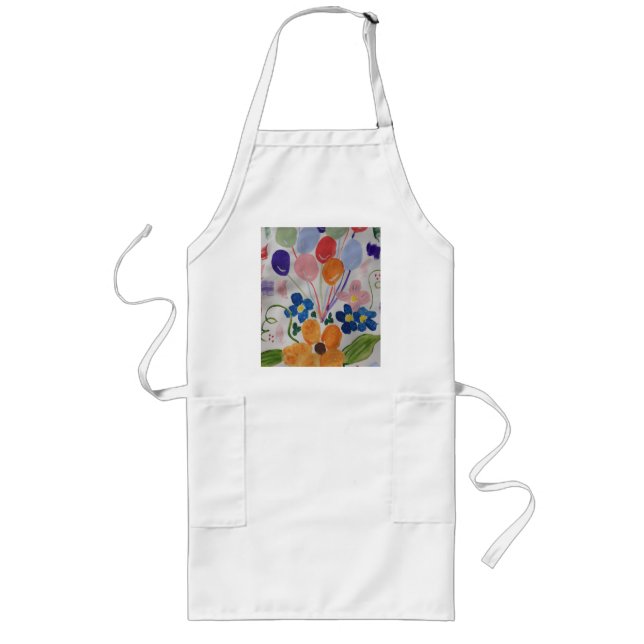 Delantal Largo Apron de flores y globos (Frente)