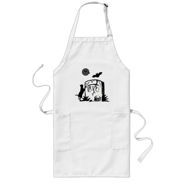 Delantal Largo Apron de gato negro juguetón (Frente)
