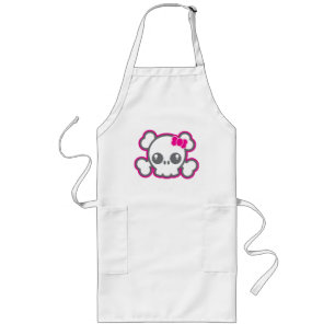 Delantal Largo Apron de Kawaii Cinta Rosa Skull Kid