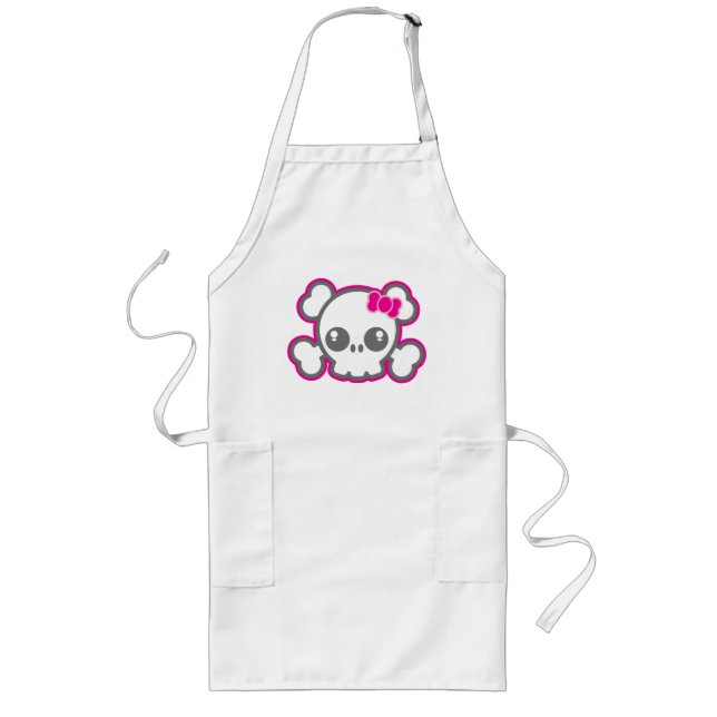 Delantal Largo Apron de Kawaii Cinta Rosa Skull Kid (Frente)