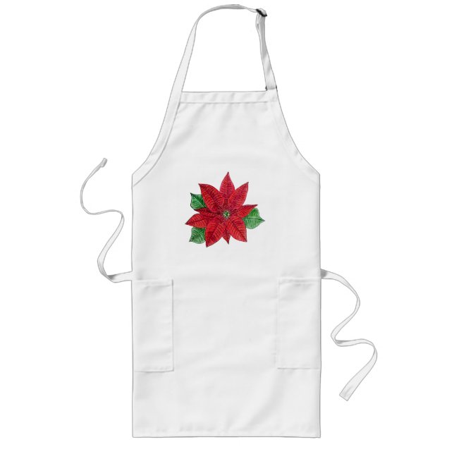 Delantal Largo Apron de Poinsettia - Blanco (Frente)