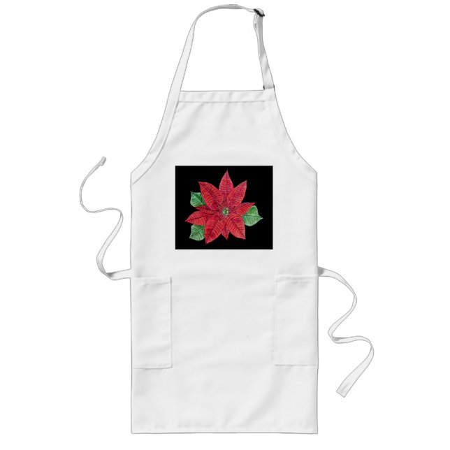 Delantal Largo Apron de Poinsettia - Negro (Frente)