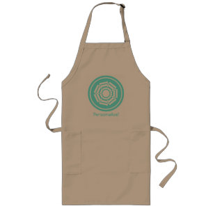 Delantal Largo Apron de ranura floral, turquesa