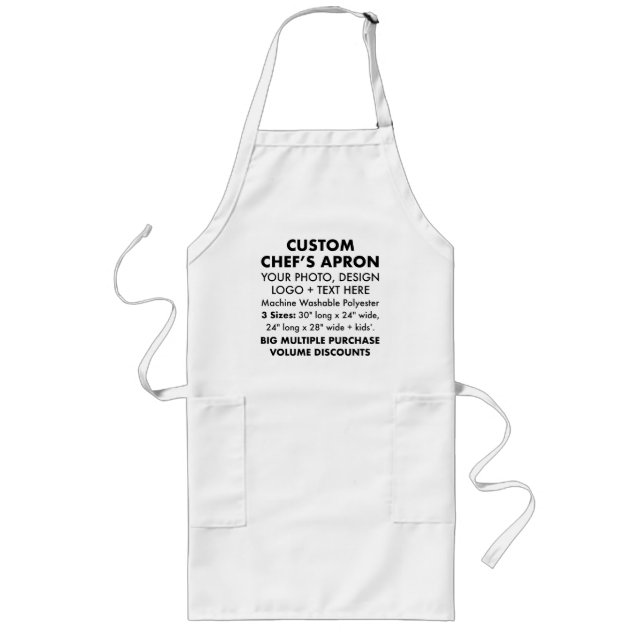 Delantal Largo Apron del Chef personalizado personalizado de 30"  (Frente)