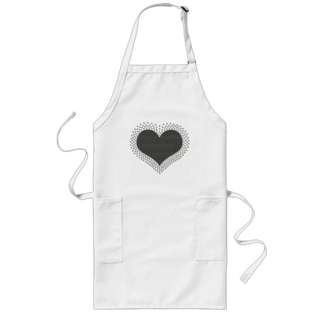 Delantal Largo Apron del corazón metálico, gris (Frente)