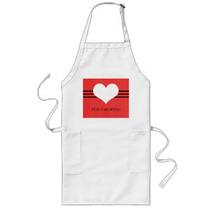 Delantal Largo Apron del Corazón Rojo Moderno