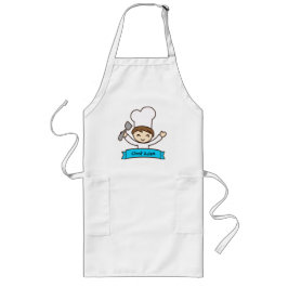 Delantal Largo Apron for Kids with Hand-Drawn Masterchef Print